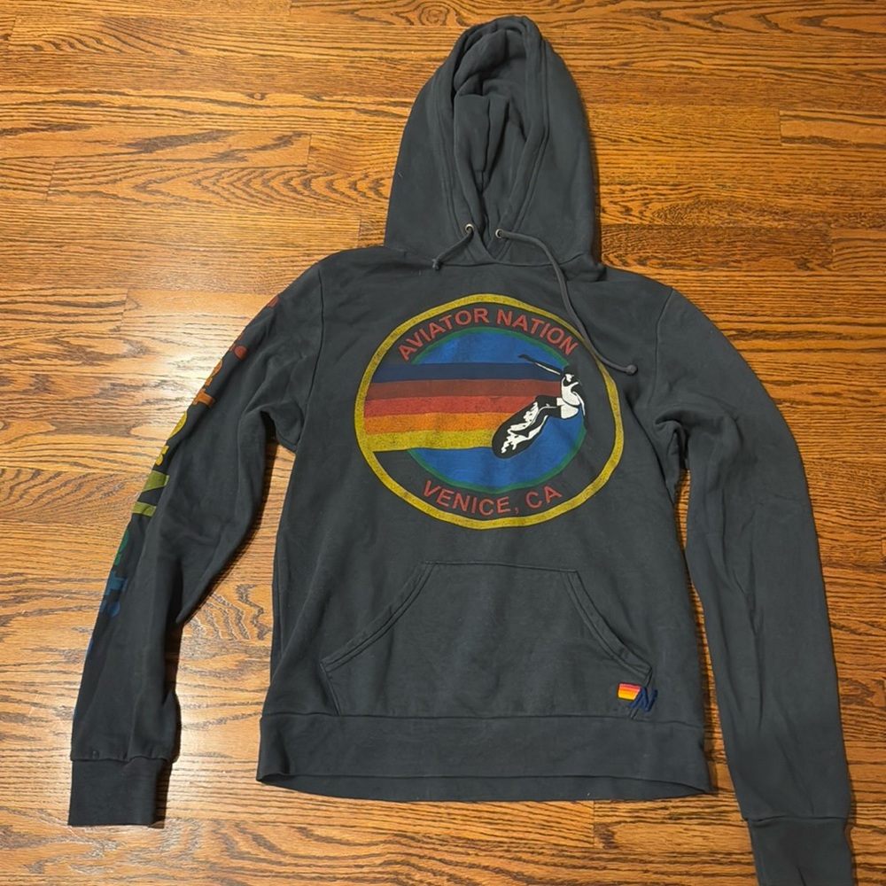 Aviator nation charcoal hooded sweatshirt